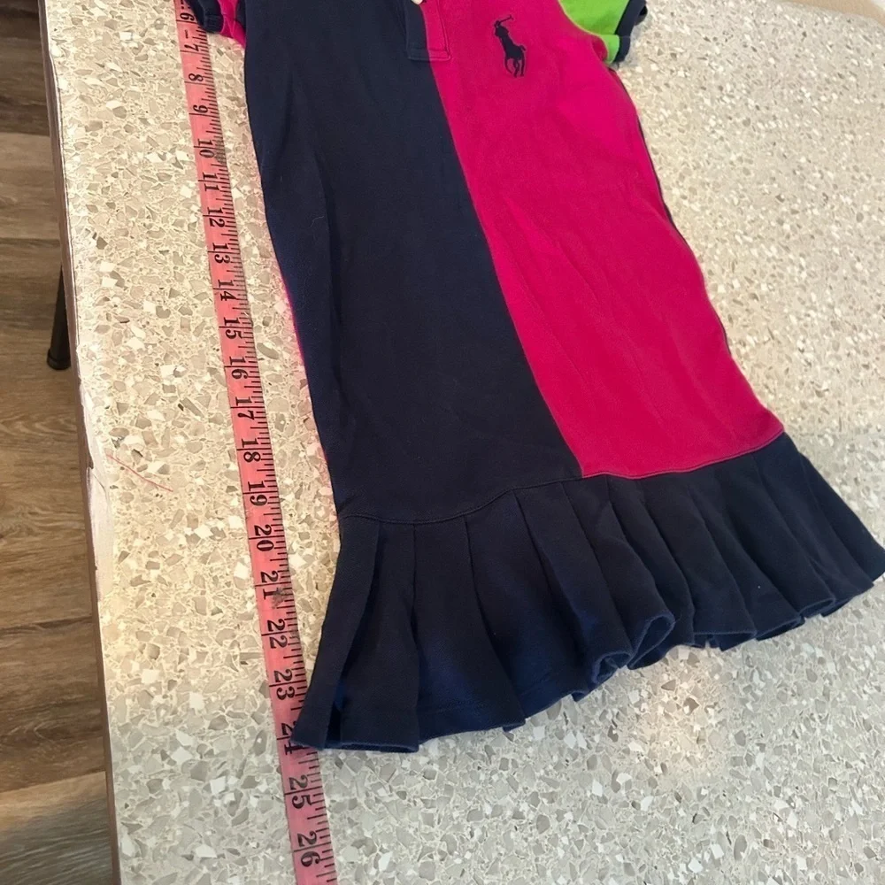 Ralph Lauren Kids Colorblock Polo Dress - Pink, Green, and Navy 6X